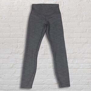 Lululemon Align Pant II 25" Women 4 Hi Rise Mini Herringbone Black White LW5CFGS